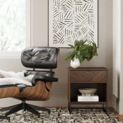Wood Cabinet Herringbone Nightstand Walnut