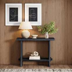 Wood Console Table Black Oak