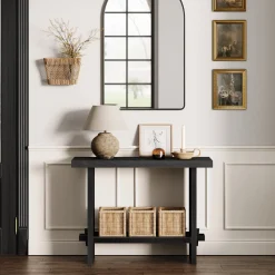 Wood Console Table Black Oak