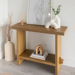 Wood Console Table Light Brown