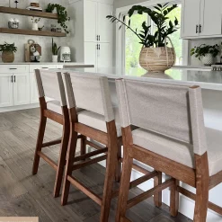 Wood Counter Height Bar Stools Light Brown Flax (Set of 4)
