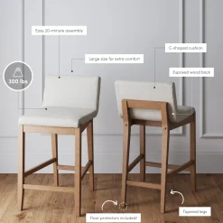 Wood Counter Height Bar Stools Light Brown (Set of 4)