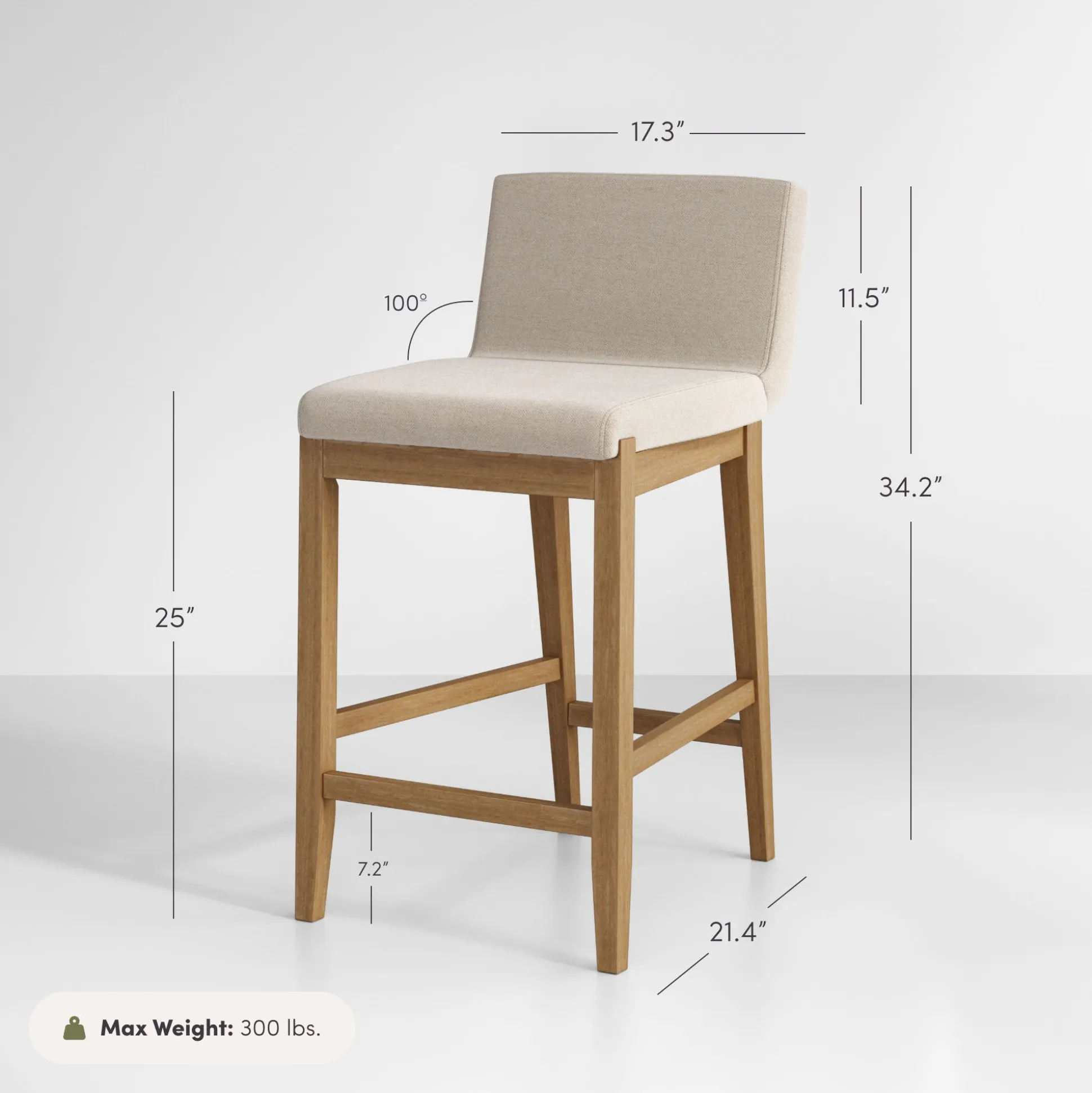 Wood Counter Height Bar Stools Light Brown (Set of 4)