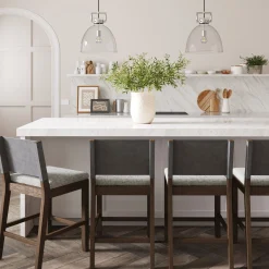 Wood Counter Height Bar Stools Dark Brown Ivory (Set of 4)