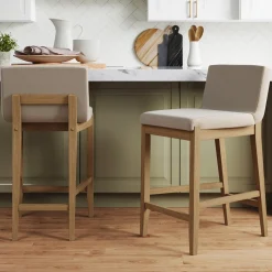 Wood Counter Height Bar Stools Light Brown (Set of 2)