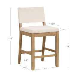 Wood Counter Height Bar Stools Light Brown Flax (Set of 2)