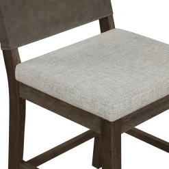Wood Counter Height Bar Stools Dark Brown Ivory (Set of 2)