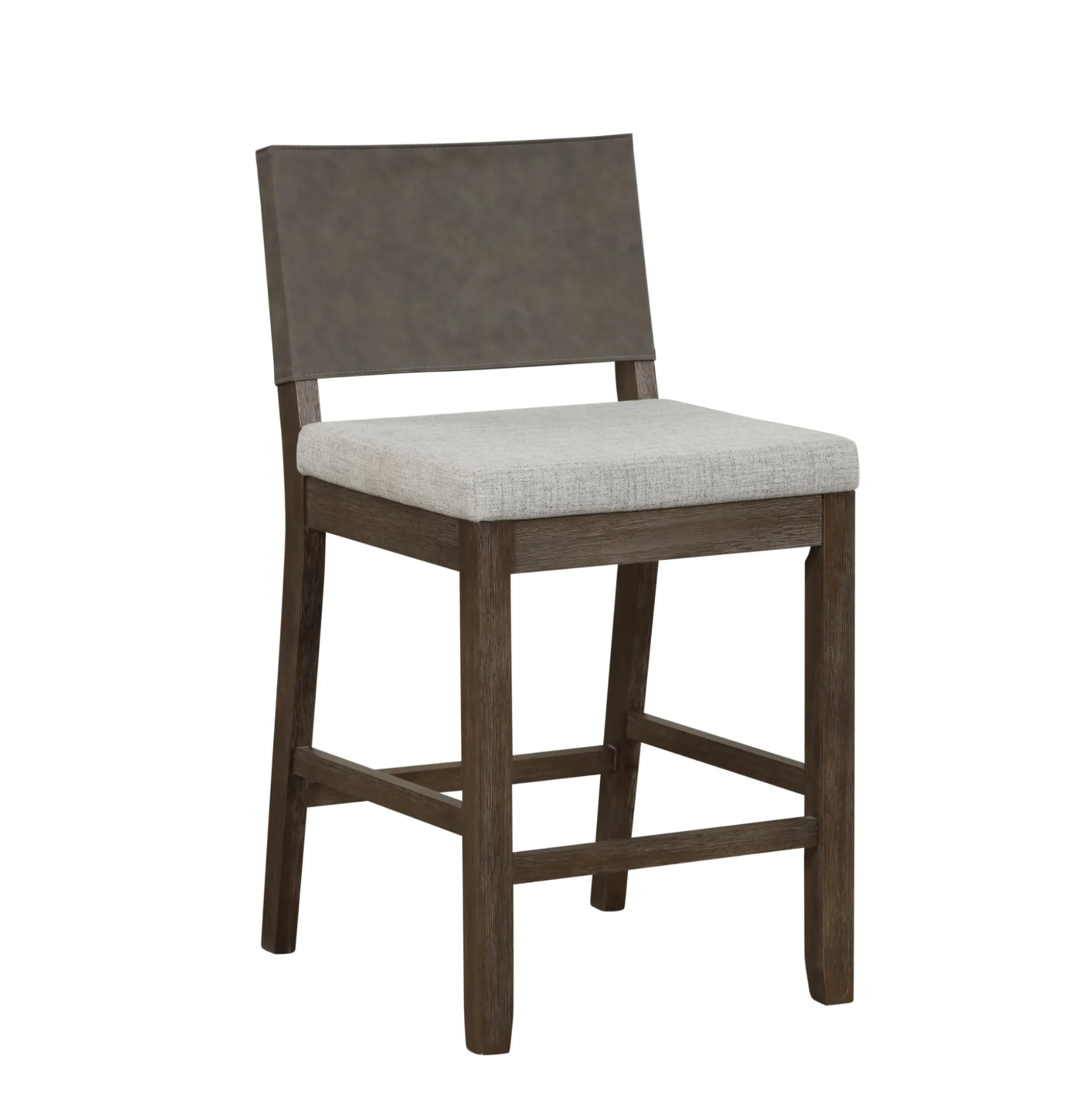 Wood Counter Height Bar Stools Dark Brown Ivory (Set of 2)