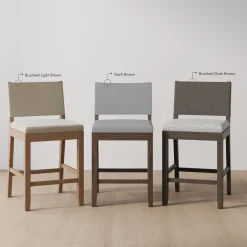 Wood Counter Height Bar Stool Light Brown Flax
