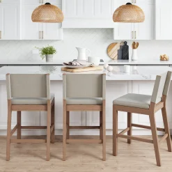 Wood Counter Height Bar Stool Light Brown Flax