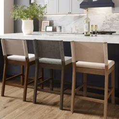 Wood Counter Height Bar Stool Dark Brown Ivory