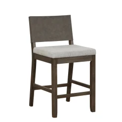 Wood Counter Height Bar Stool Dark Brown Ivory
