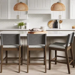 Wood Counter Height Bar Stool Dark Brown Ivory