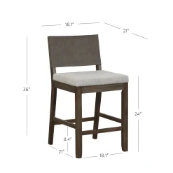 Wood Counter Height Bar Stool Dark Brown Ivory