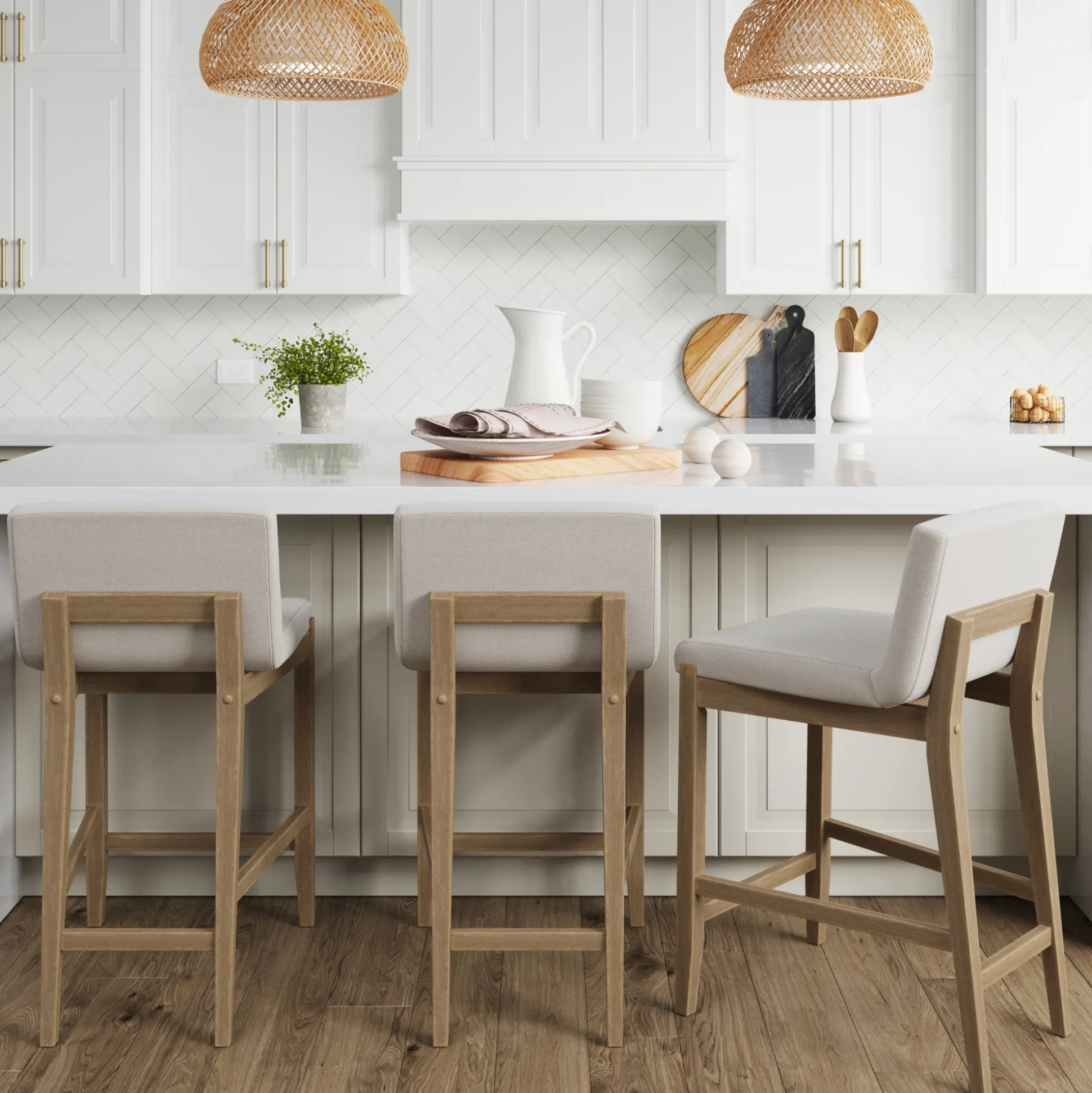 Wood Counter Height Bar Stools Light Brown (Set of 3)
