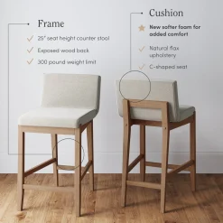 Wood Counter Height Bar Stools Light Brown (Set of 3)