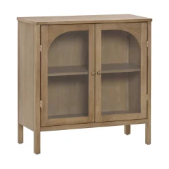 Wood Curio Cabinet with Glass Doors Brown