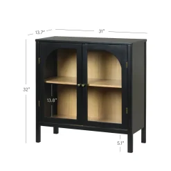 Wood Curio Cabinet with Glass Doors Black