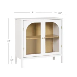 Wood Curio Cabinet with Glass Doors Cabinet White