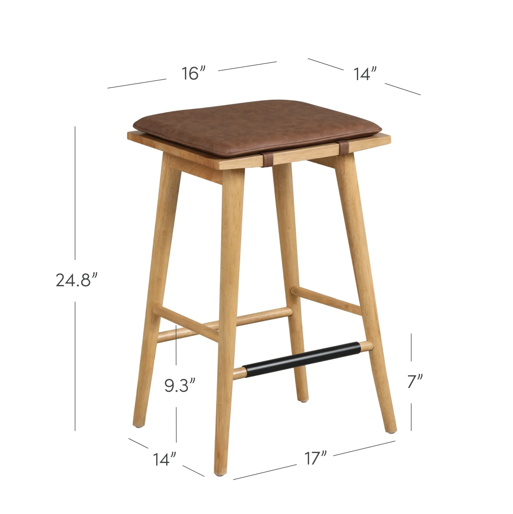 Wood Cushioned Counter Height Bar Stool Warm Pine