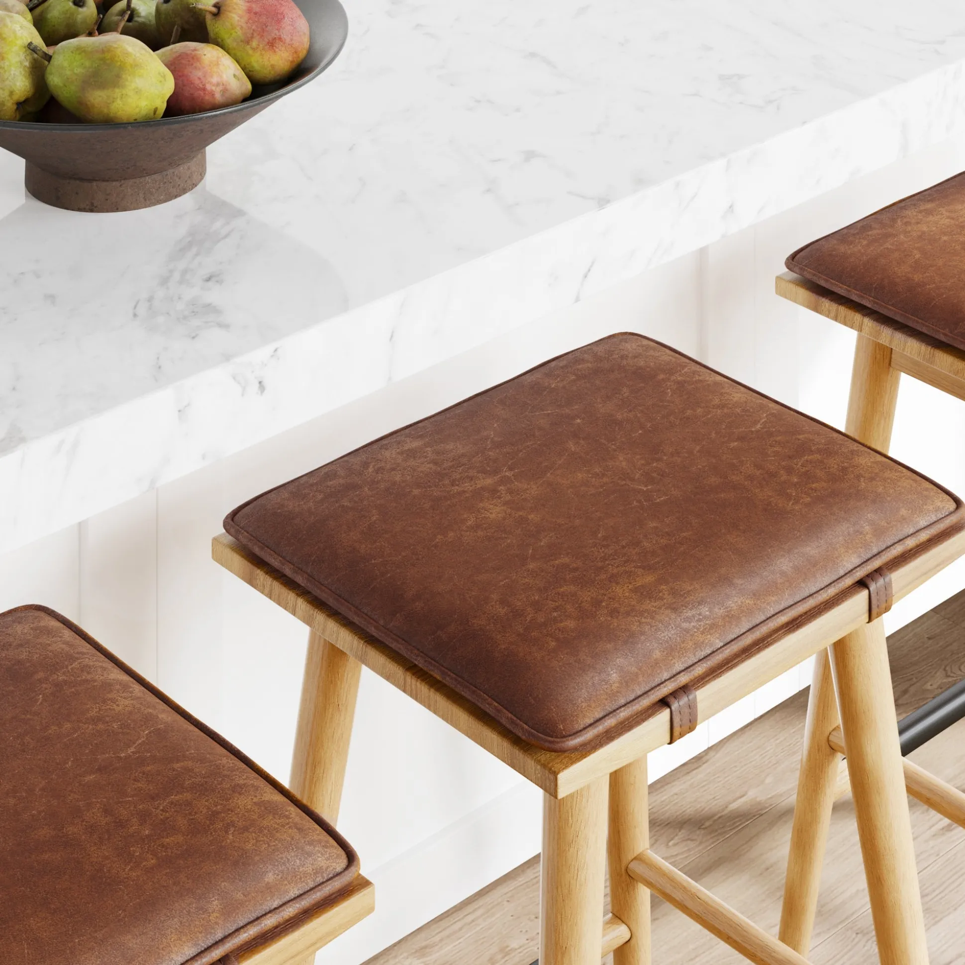 Wood Cushioned Counter Height Bar Stool Warm Pine