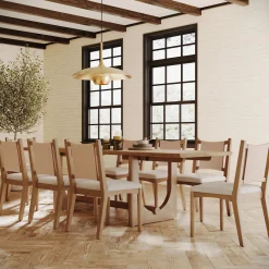 Wood Dining Room Table with Leaf Extension for 8
