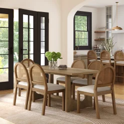 Wood Dining Table for 6 with U-Shaped Legs