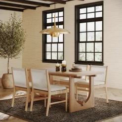 Wood Dining Table for 6 with U-Shaped Legs