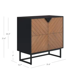 Wood 2-Door Storage Cabinet Brushed Fir