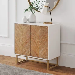 Wood 2-Door Storage Cabinet Natural Wash