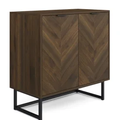 Wood 2-Door Storage Cabinet Walnut