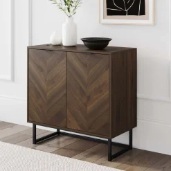 Wood 2-Door Storage Cabinet Walnut