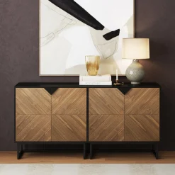 Wood 2-Door TV Console for TVs up to 65" Brushed Fir