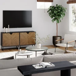 Wood 2-Door TV Console for TVs up to 65