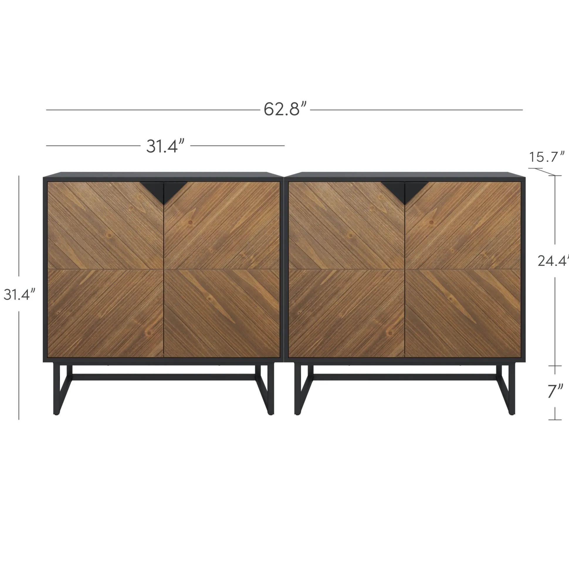 Wood 2-Door TV Console for TVs up to 65" Brushed Fir
