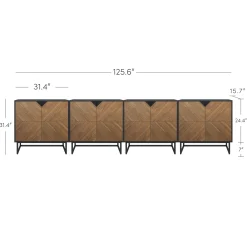 Wood 2-Door TV Console for TVs up to 100" Brushed Fir
