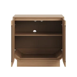 Wooden Arched Accent Cabinet or Kitchen Credenza Raw Oak (Set of 2)