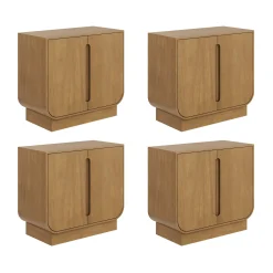 Wooden Arched Large Credenza Cabinet Light Brown (Set of 4)
