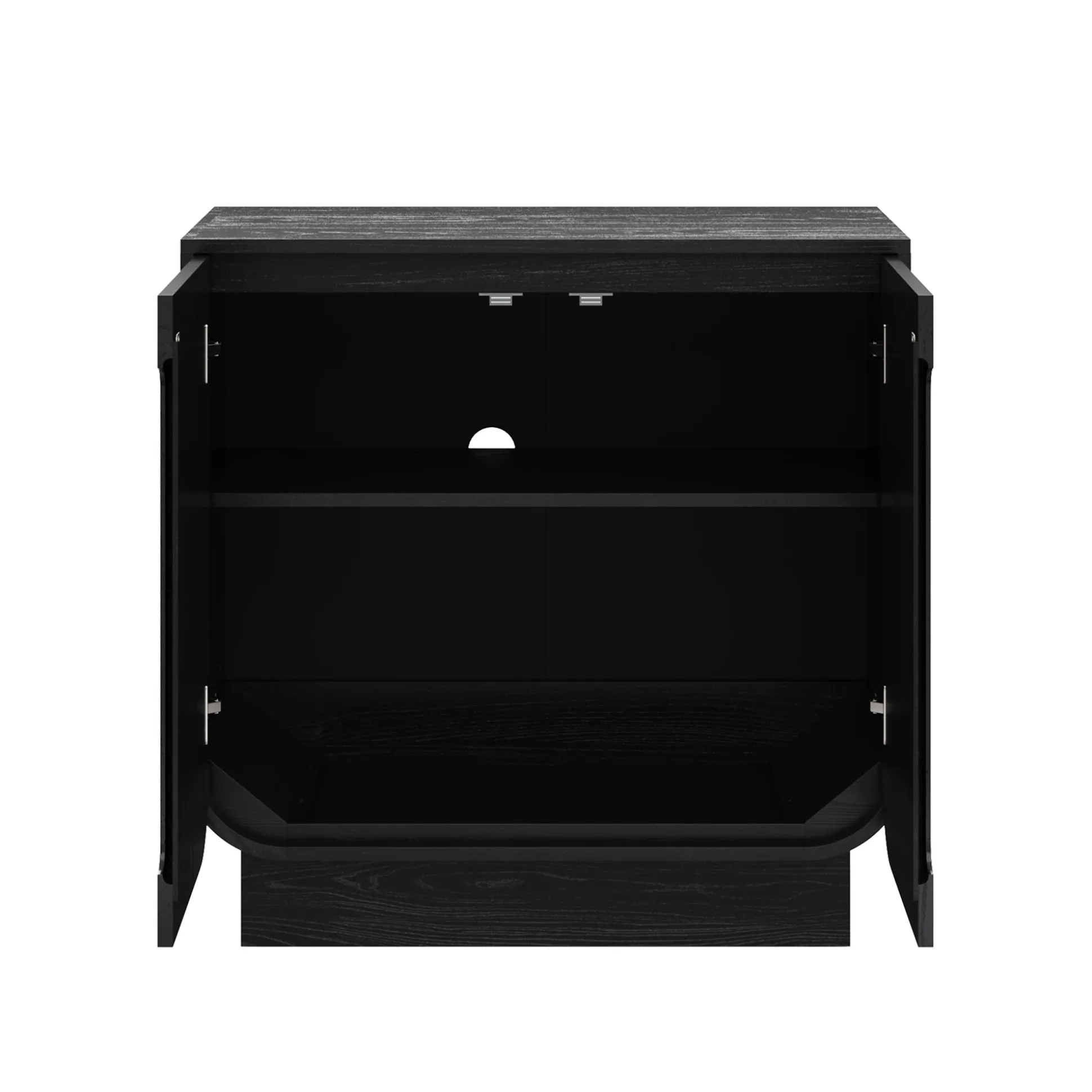 Wooden Arched Large Credenza Cabinet Black Oak (Set of 4)