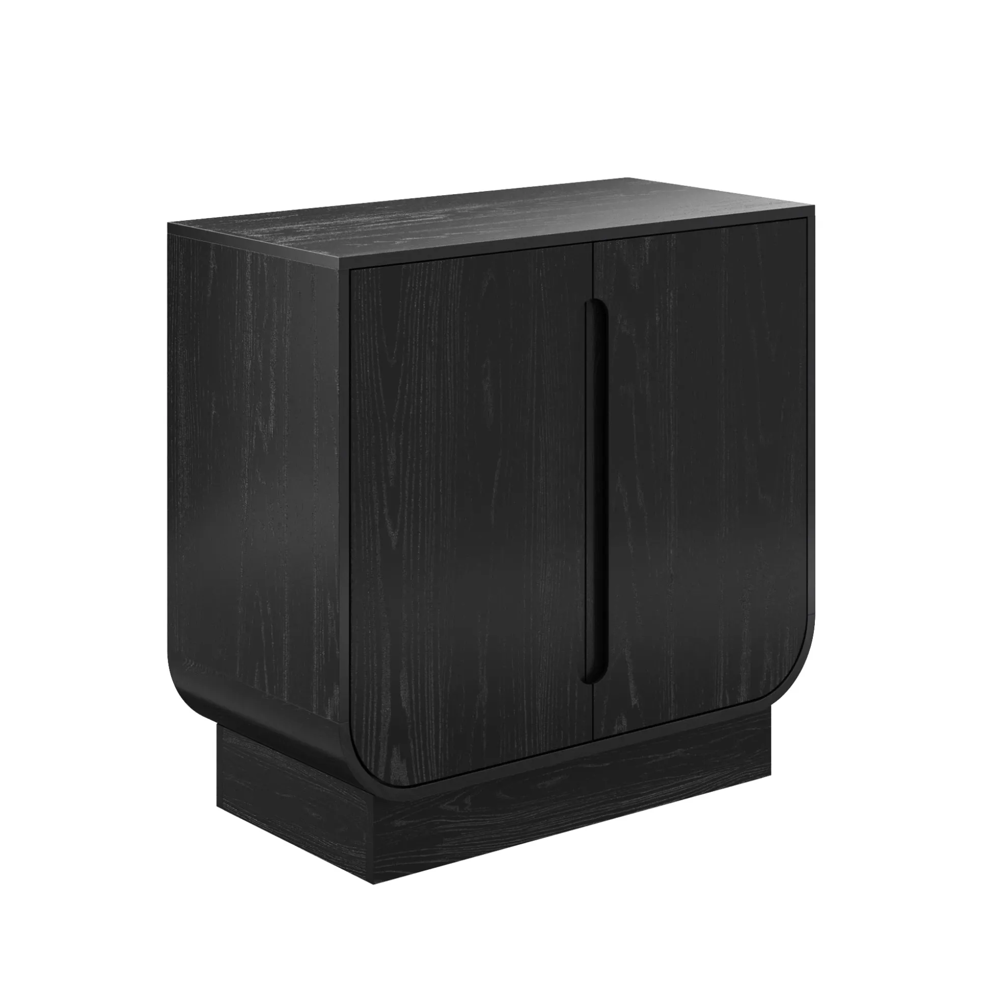 Wooden Arched Large Credenza Cabinet Black Oak (Set of 4)