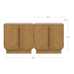 Wooden Arched TV Console Stand Light Brown for TVs up to 65