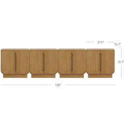 Wooden Arched TV Console Stand Light Brown for TVs up to 100"