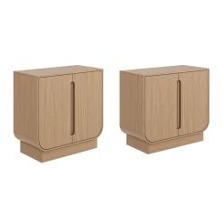 Wooden Arched TV Console Stand Raw Oak for TVs up to 65