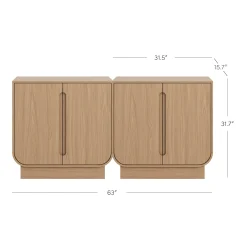 Wooden Arched TV Console Stand Raw Oak for TVs up to 65