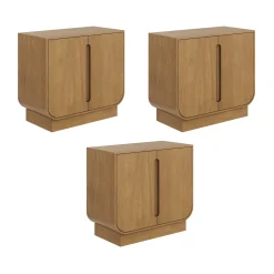 Wooden Arched TV Console Stand Light Brown for TVs up to 75