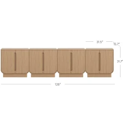 Wooden Arched TV Console Stand Raw Oak for TVs up to 100