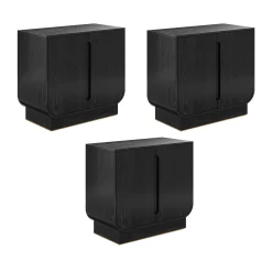Wooden Arched TV Console Stand Black Oak for TVs up to 75