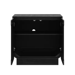Wooden Arched TV Console Stand Black Oak for TVs up to 65"