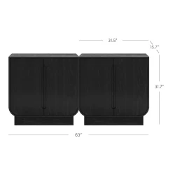 Wooden Arched TV Console Stand Black Oak for TVs up to 65