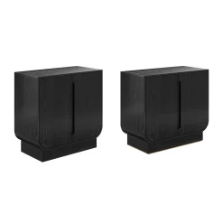 Wooden Arched TV Console Stand Black Oak for TVs up to 65